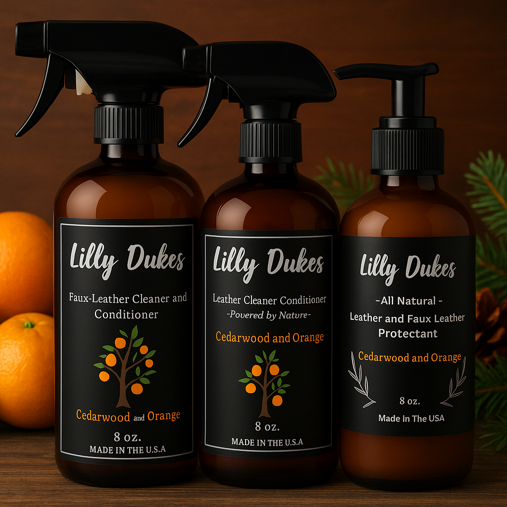 Leather and Faux Leather Sample Kit- Cedarwood and Orange